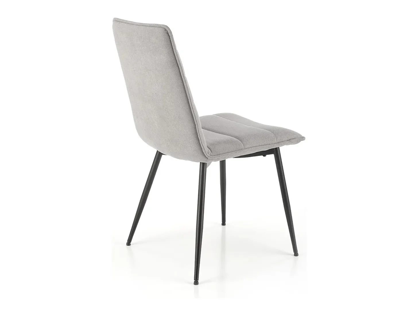 Silla de diseño Assia de tela gris con patas de metal negro