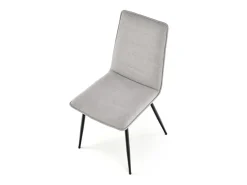 Silla de diseño Assia de tela gris con patas de metal negro