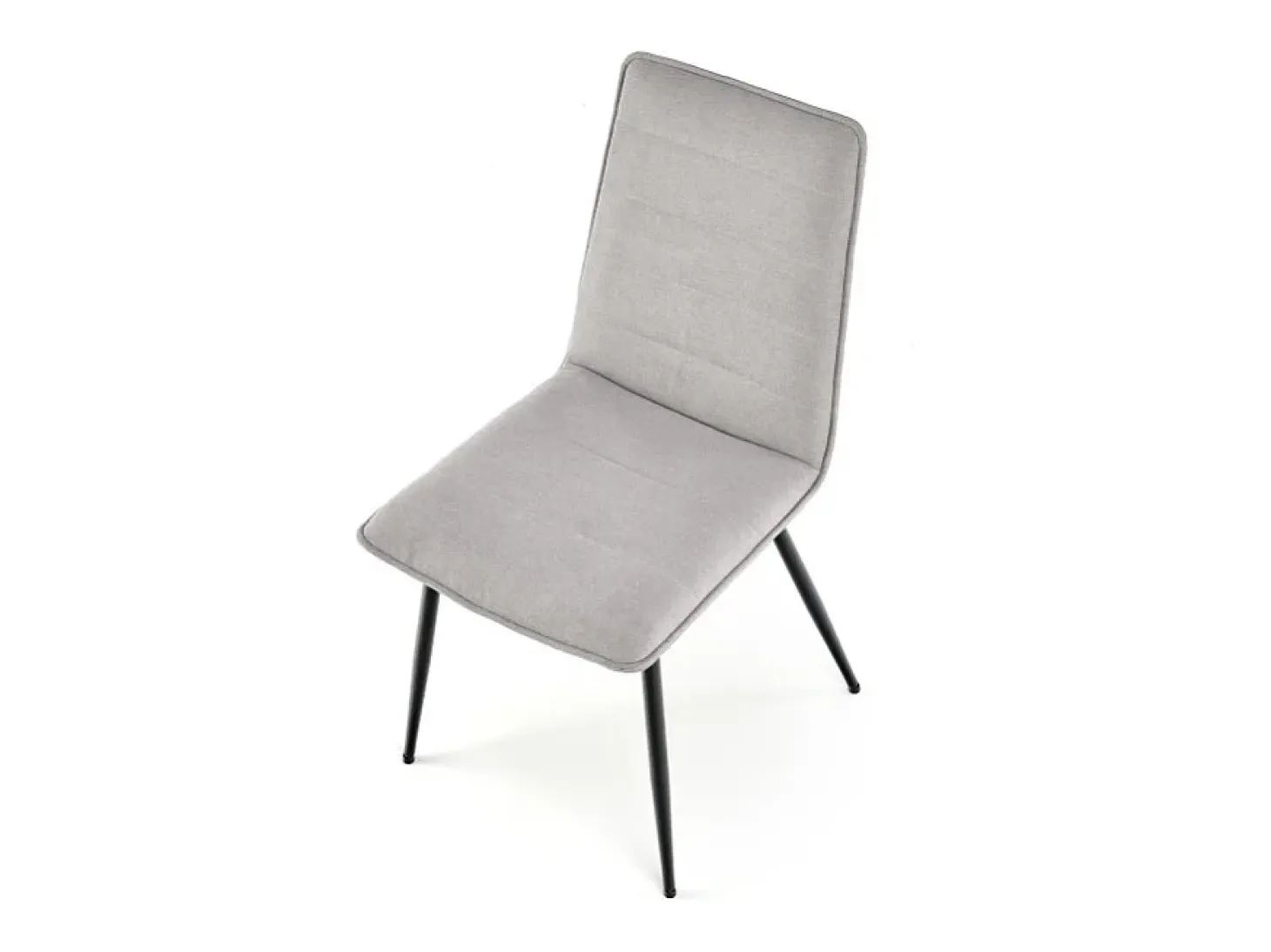 Silla de diseño Assia de tela gris con patas de metal negro