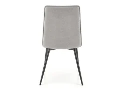 Silla de diseño Assia de tela gris con patas de metal negro