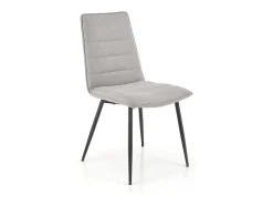 Silla de diseño Assia de tela gris con patas de metal negro