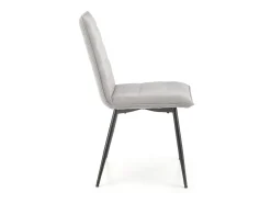 Silla de diseño Assia de tela gris con patas de metal negro