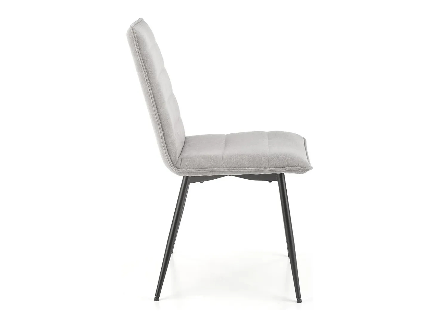 Silla de diseño Assia de tela gris con patas de metal negro