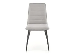 Silla de diseño Assia de tela gris con patas de metal negro