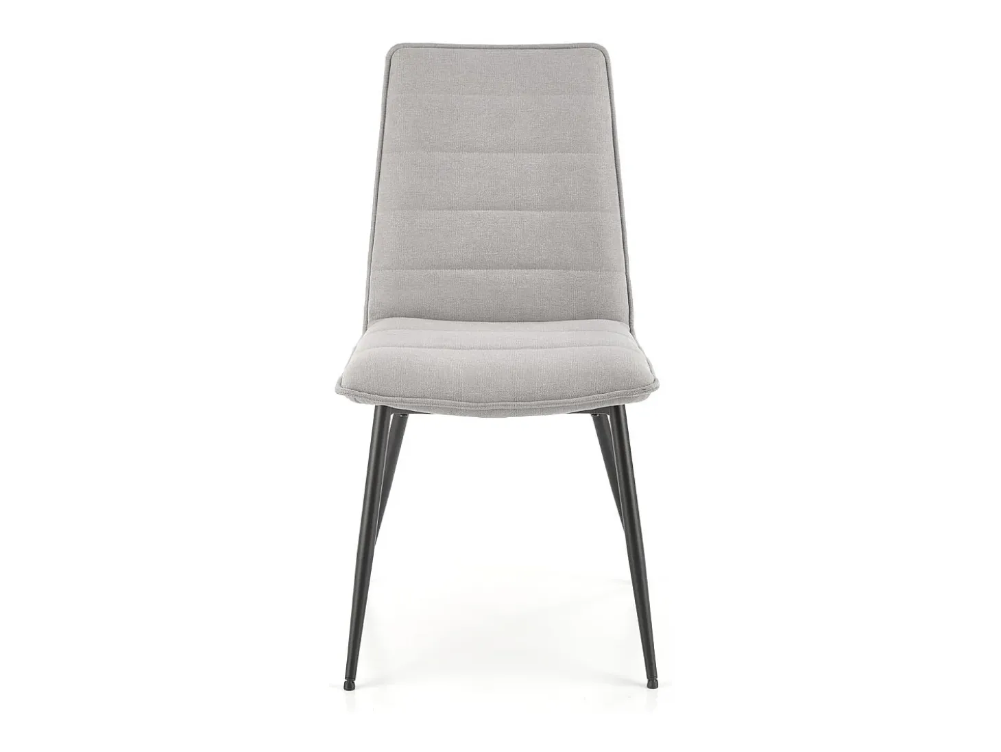 Silla de diseño Assia de tela gris con patas de metal negro