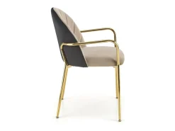 Silla de diseño bicolor con estructura de metal dorado Shell