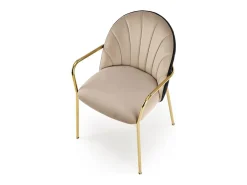 Silla de diseño bicolor con estructura de metal dorado Shell