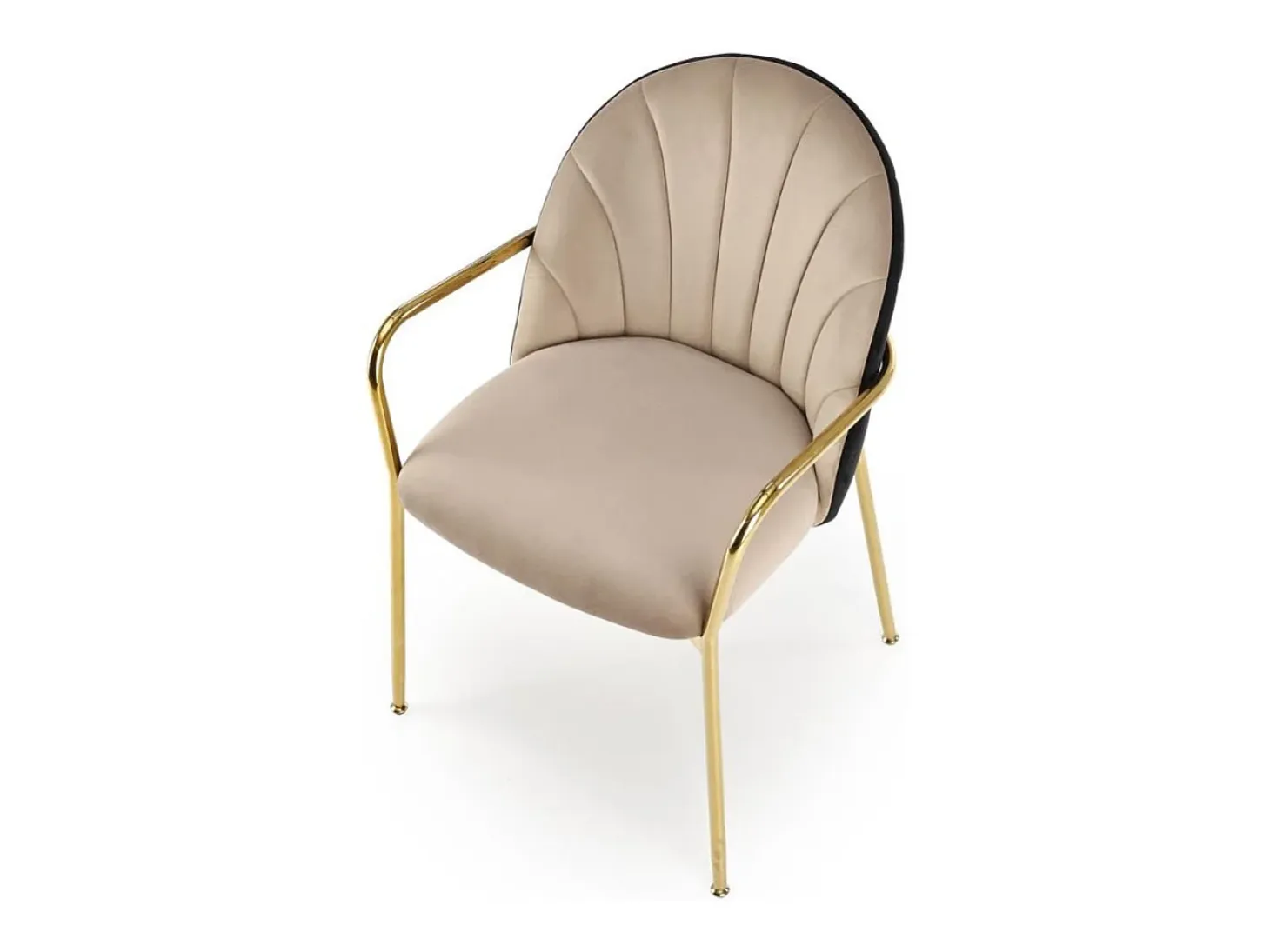 Silla de diseño bicolor con estructura de metal dorado Shell