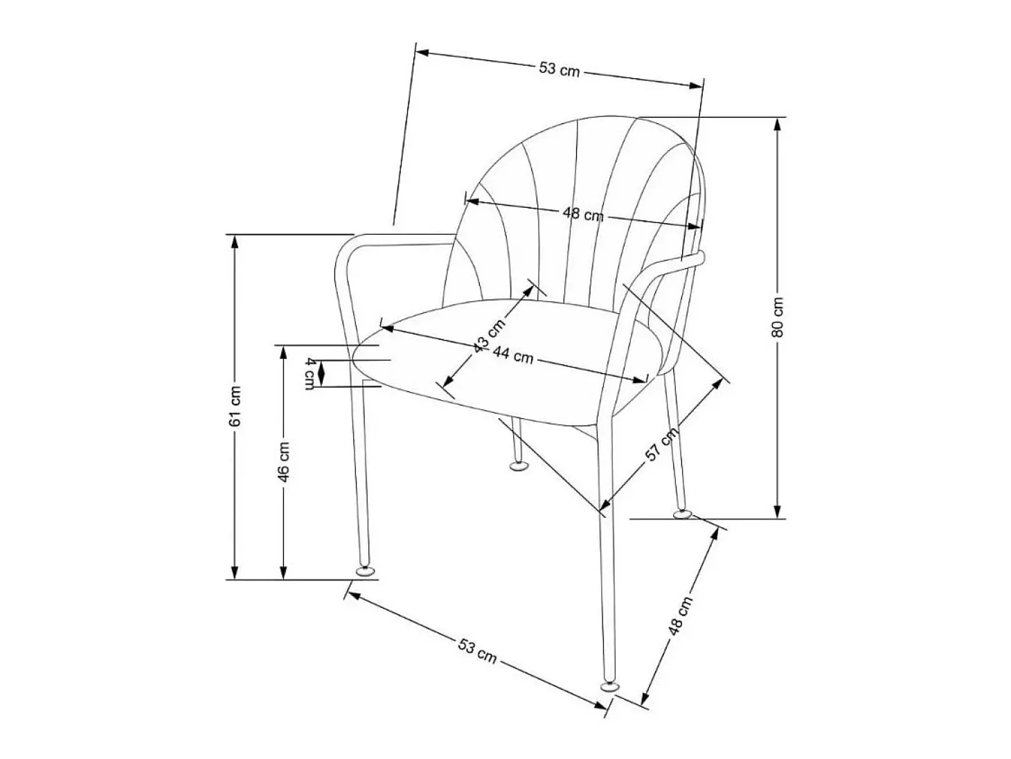 Silla de diseño bicolor con estructura de metal dorado Shell