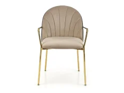 Silla de diseño bicolor con estructura de metal dorado Shell