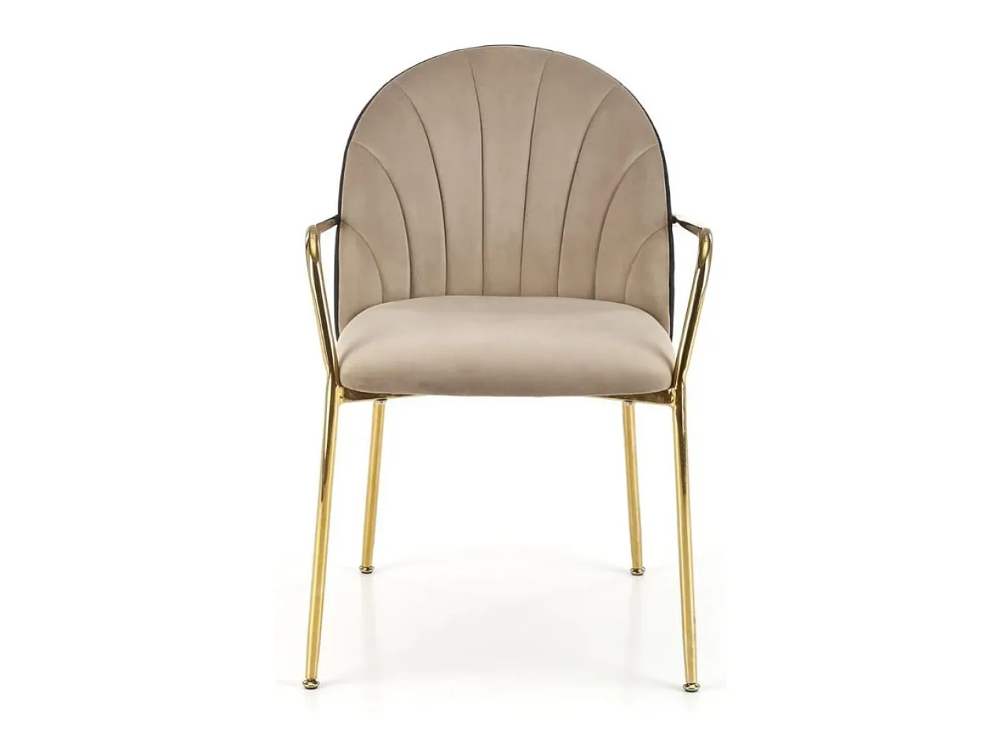 Silla de diseño bicolor con estructura de metal dorado Shell