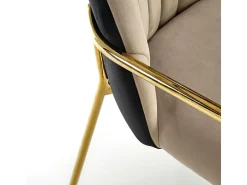 Silla de diseño bicolor con estructura de metal dorado Shell