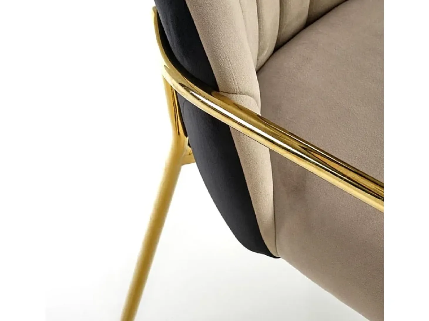 Silla de diseño bicolor con estructura de metal dorado Shell