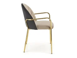 Silla de diseño bicolor con estructura de metal dorado Shell