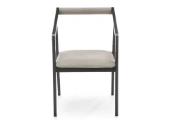Silla de diseño con estructura de madera maciza negra y OCTANT de terciopelo gris