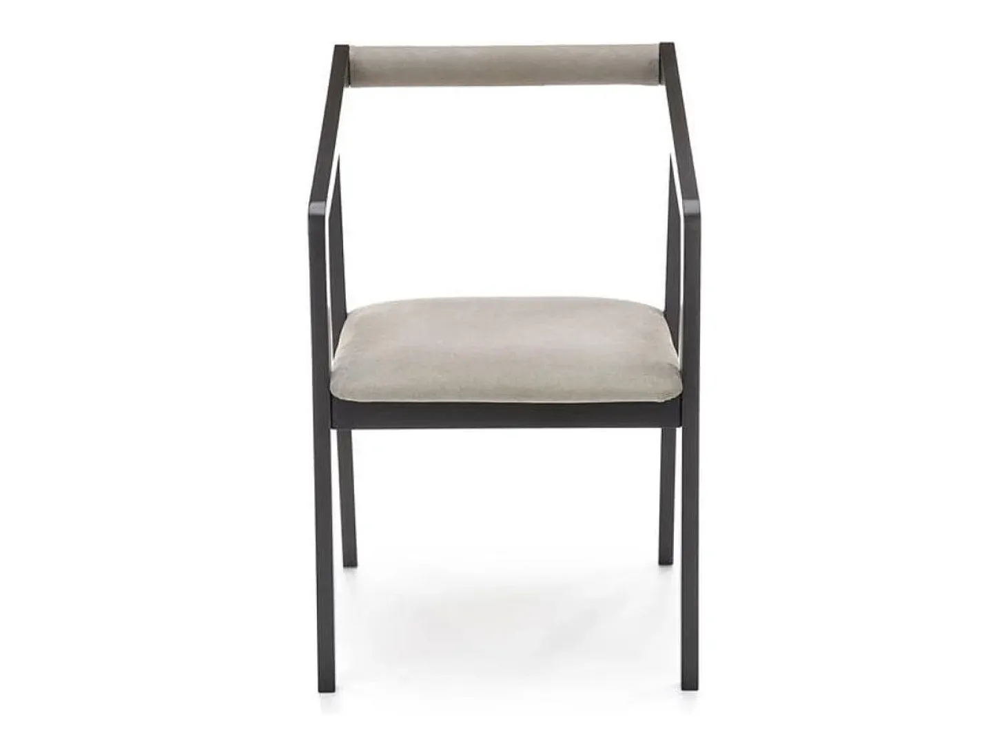 Silla de diseño con estructura de madera maciza negra y OCTANT de terciopelo gris