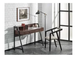 Silla de diseño con estructura de madera maciza negra y OCTANT de terciopelo gris