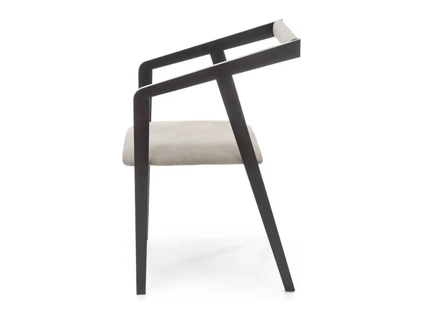 Silla de diseño con estructura de madera maciza negra y OCTANT de terciopelo gris