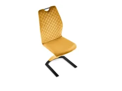Silla de diseño de terciopelo amarillo con pata en U de metal negro VIDAR