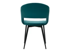 Silla de diseño de terciopelo azul petróleo y patas de metal negro PRISMA