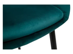 Silla de diseño de terciopelo azul petróleo y patas de metal negro PRISMA