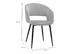 Silla de diseño de terciopelo color topo con patas de metal negro PRISMA