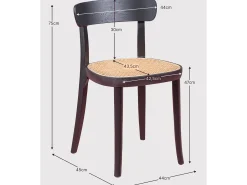 Silla de diseño en madera de fresno y asiento de ratán natural - Tours - Negro