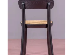 Silla de diseño en madera de fresno y asiento de ratán natural - Tours - Negro