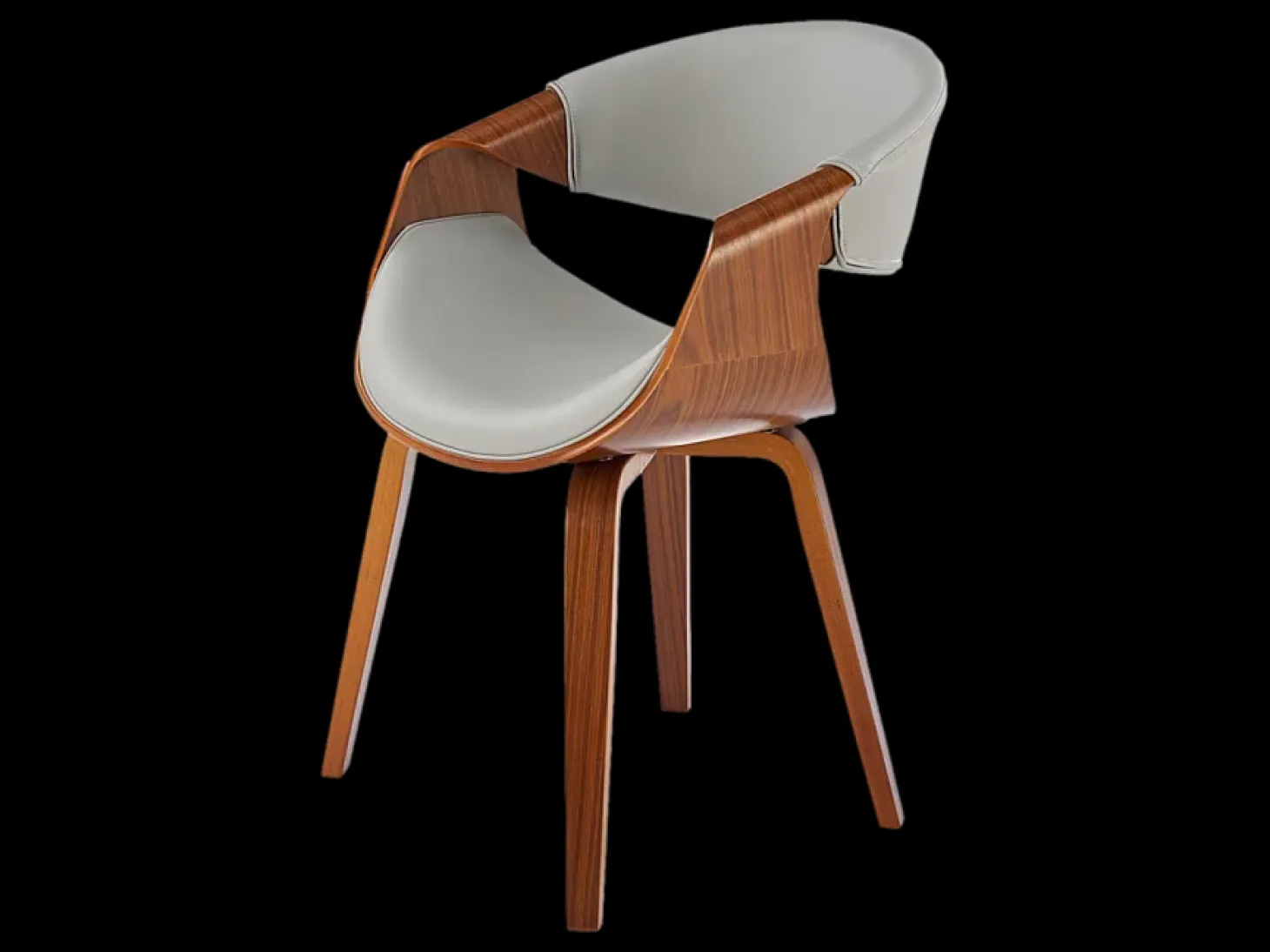 Silla de diseño en nogal y ecopiel gris Acebo