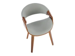 Silla de diseño en nogal y ecopiel gris Acebo