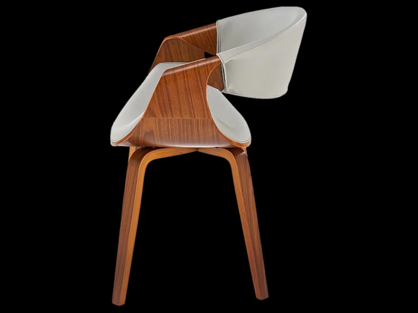 Silla de diseño en nogal y ecopiel gris Acebo