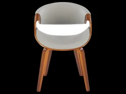 Silla de diseño en nogal y ecopiel gris Acebo