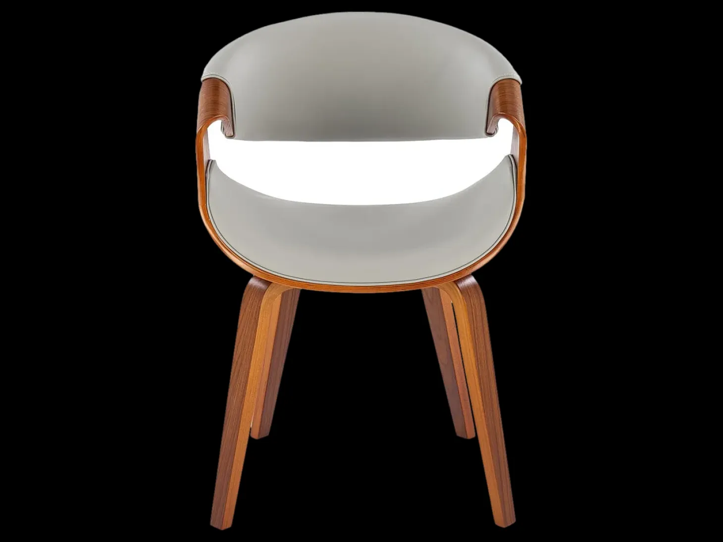 Silla de diseño en nogal y ecopiel gris Acebo