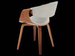 Silla de diseño en nogal y ecopiel gris Acebo