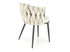 Silla de diseño en tejido beige con estructura de metal negro Closer