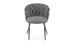 Silla de diseño en tejido gris con estructura de metal negro Closer