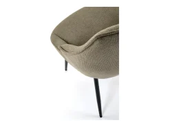 Silla de diseño en tejido verde oliva con patas de metal negro Ricardo
