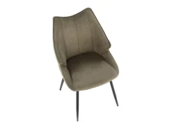 Silla de diseño en tejido verde oliva con patas de metal negro Ricardo