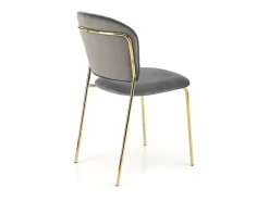 Silla de diseño en terciopelo gris con estructura de metal dorado Rest.