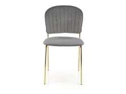 Silla de diseño en terciopelo gris con estructura de metal dorado Rest.