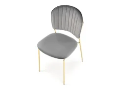 Silla de diseño en terciopelo gris con estructura de metal dorado Rest.