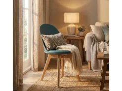Silla de diseño escandinavo de madera con cojín cocina comedor Bib Nordica - Verde oscuro