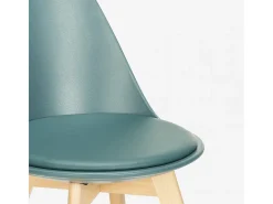 Silla de diseño escandinavo de madera con cojín cocina comedor Bib Nordica - Verde oscuro