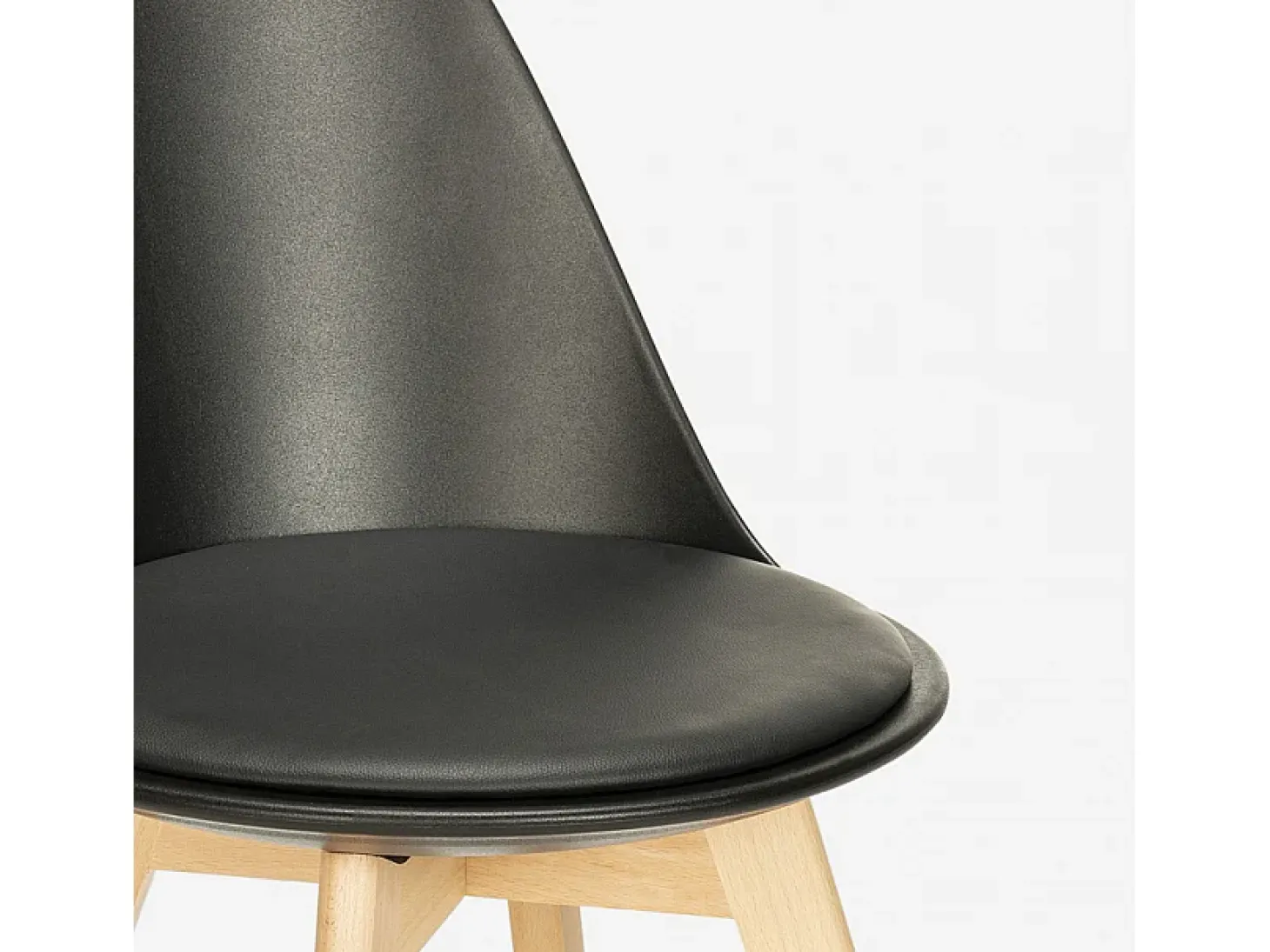 Silla de diseño escandinavo de madera con cojín cocina comedor Bib Nordica - Negro