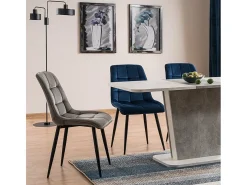 Silla de diseño Harriet de terciopelo azul con patas negras