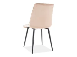 Silla de diseño Harriet de terciopelo beige con patas doradas