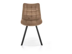 Silla de diseño Liberty de terciopelo beige con patas de metal negro