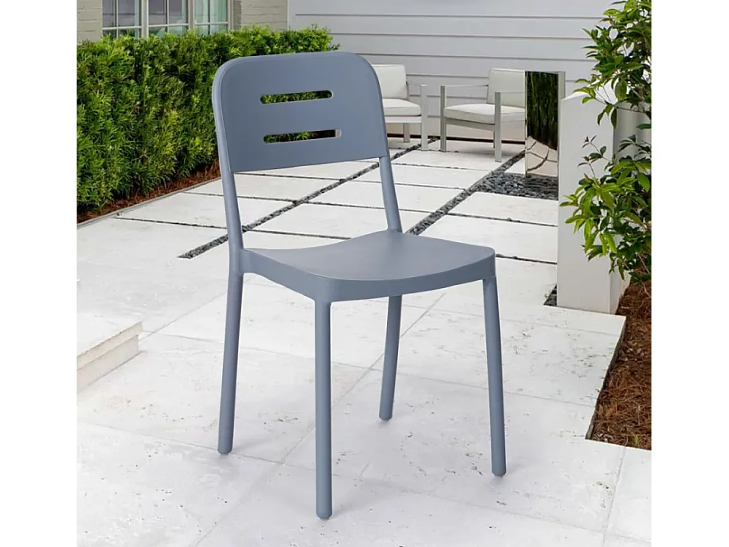 Silla de diseño moderno de polipropileno para bar, cocina, restaurante y jardín Mose - Gris claro