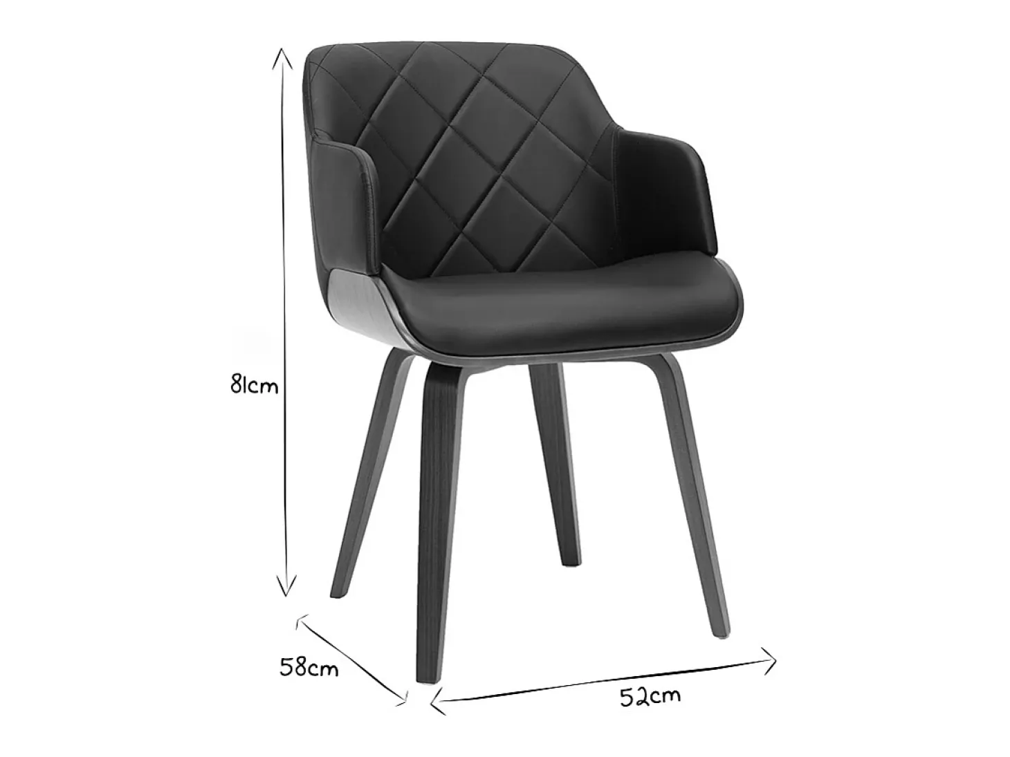 Silla de diseño negra con nogal LUCIEN