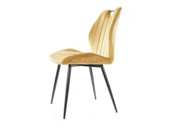 Silla de diseño Skal de metal negro y terciopelo amarillo